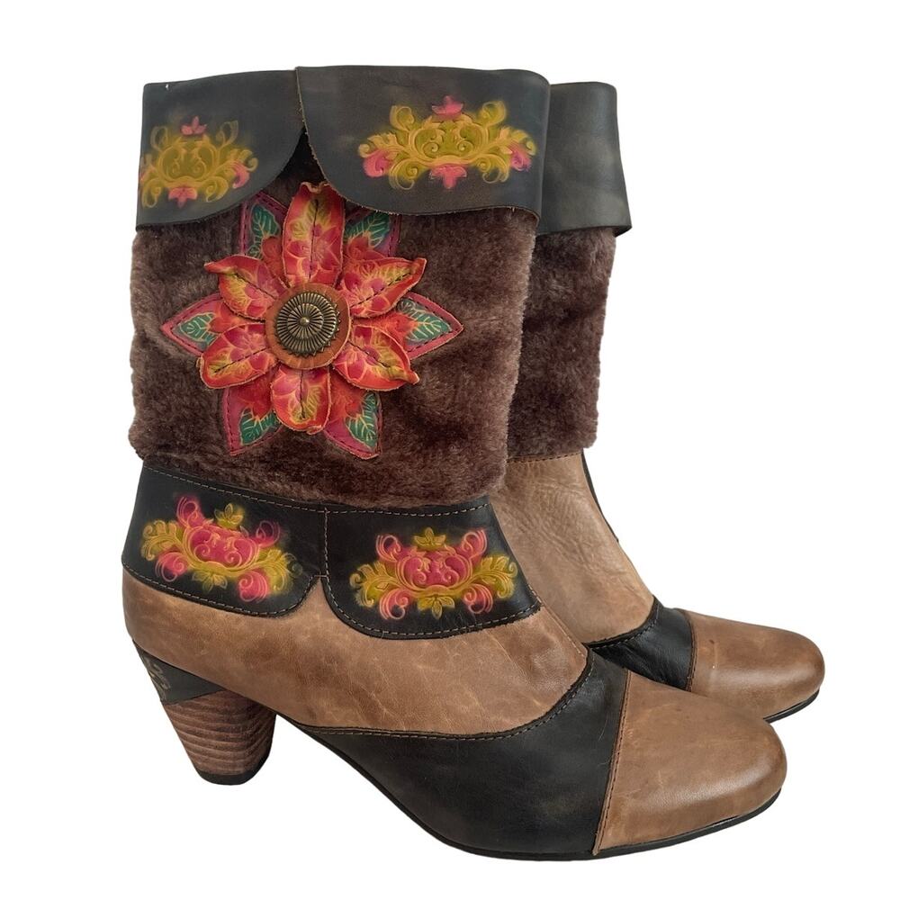 Elite by Corky's 10 Boots Granite Brown Boho Phoebe Quirky Unique Hand Painted